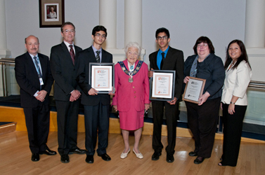 Student Ambassadors at City Council with Gordon Graydon Principals, Transit Direction and Mayor